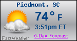 Weather Forecast for Piedmont, SC