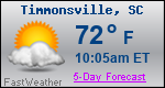 Weather Forecast for Timmonsville, SC