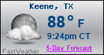 Weather Forecast for Keene, TX