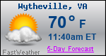 Weather Forecast for Wytheville, VA