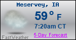 Weather Forecast for Meservey, IA