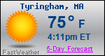 Weather Forecast for Tyringham, MA