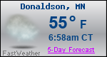 Weather Forecast for Donaldson, MN