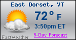 Weather Forecast for East Dorset, VT