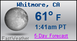 Weather Forecast for Whitmore, CA