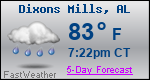 Weather Forecast for Dixons Mills, AL