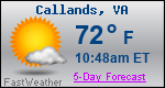 Weather Forecast for Callands, VA