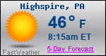 Weather Forecast for Highspire, PA