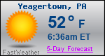 Weather Forecast for Yeagertown, PA