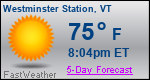 Weather Forecast for Westminster Station, VT
