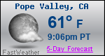 Weather Forecast for Pope Valley, CA