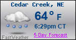 Weather Forecast for Cedar Creek, NE