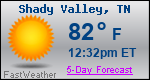 Weather Forecast for Shady Valley, TN