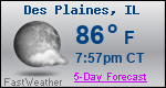 Weather Forecast for Des Plaines, IL