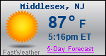 Weather Forecast for Middlesex, NJ