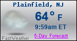 Weather Forecast for Plainfield, NJ