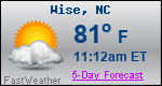 Weather Forecast for Wise, NC