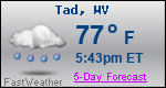 Weather Forecast for Tad, WV