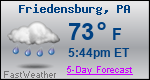 Weather Forecast for Friedensburg, PA