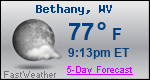 Weather Forecast for Bethany, WV