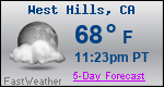 Weather Forecast for West Hills, CA