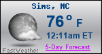 Weather Forecast for Sims, NC