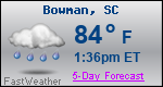 Weather Forecast for Bowman, SC