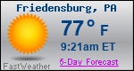 Weather Forecast for Friedensburg, PA