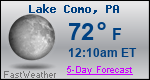 Weather Forecast for Lake Como, PA