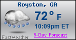 Weather Forecast for Royston, GA