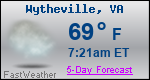 Weather Forecast for Wytheville, VA