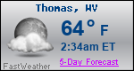 Weather Forecast for Thomas, WV