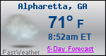 Weather Forecast for Alpharetta, GA