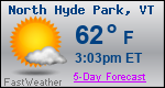 Weather Forecast for North Hyde Park, VT