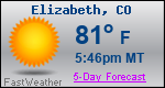 Weather Forecast for Elizabeth, CO