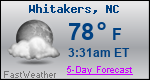 Weather Forecast for Whitakers, NC
