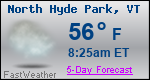 Weather Forecast for North Hyde Park, VT