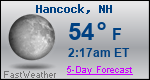 Weather Forecast for Hancock, NH