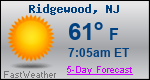 Weather Forecast for Ridgewood, NJ