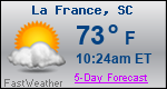 Weather Forecast for La France, SC