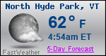 Weather Forecast for North Hyde Park, VT
