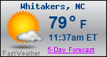 Weather Forecast for Whitakers, NC