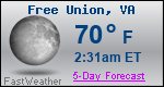 Weather Forecast for Free Union, VA