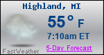 Weather Forecast for Highland, MI