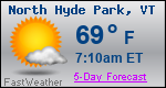 Weather Forecast for North Hyde Park, VT
