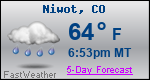 Weather Forecast for Niwot, CO
