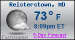 Weather Forecast for Reisterstown, MD