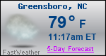 Weather Forecast for Greensboro, NC