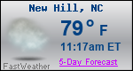 Weather Forecast for New Hill, NC