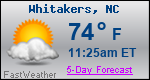 Weather Forecast for Whitakers, NC